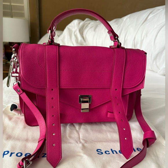 PROENZA SCHOULER PS1 Medium Satchel in Fleur de Lys Pink Lambskin - Picture 16 of 17